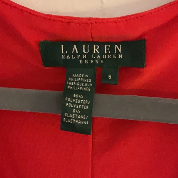 Lauren Ralph Lauren Faux Wrap Deep V-neck Sleeveless Dress, Size 6, Red - Picture 7 of 10
